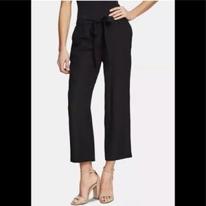 Cece cropped wide leg front tie pants black 2
